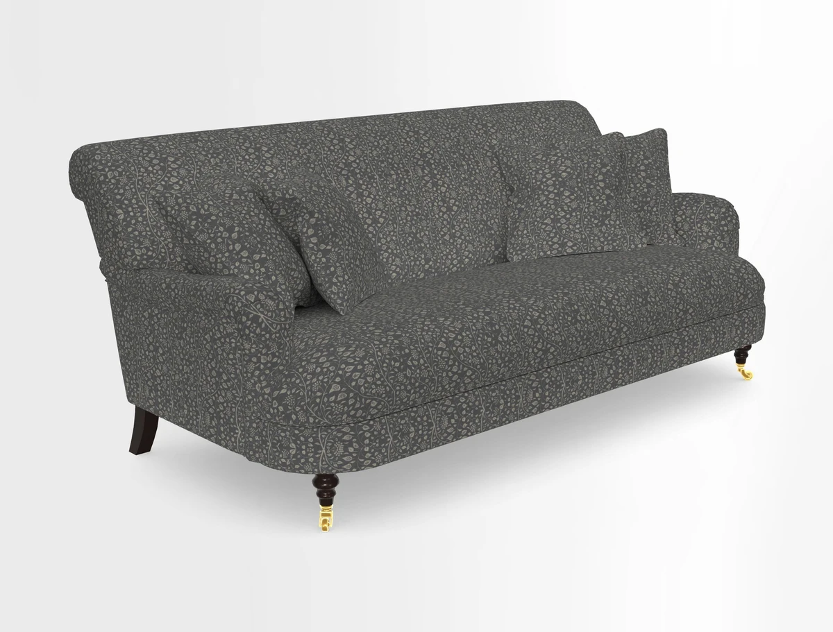 Holmfirth 3 Seater Seater Sofa in RHS Collection on Velvet Pieter van Kouwenhoorn Tulips with scatters in Almost Plain Velvet Maple and Brick