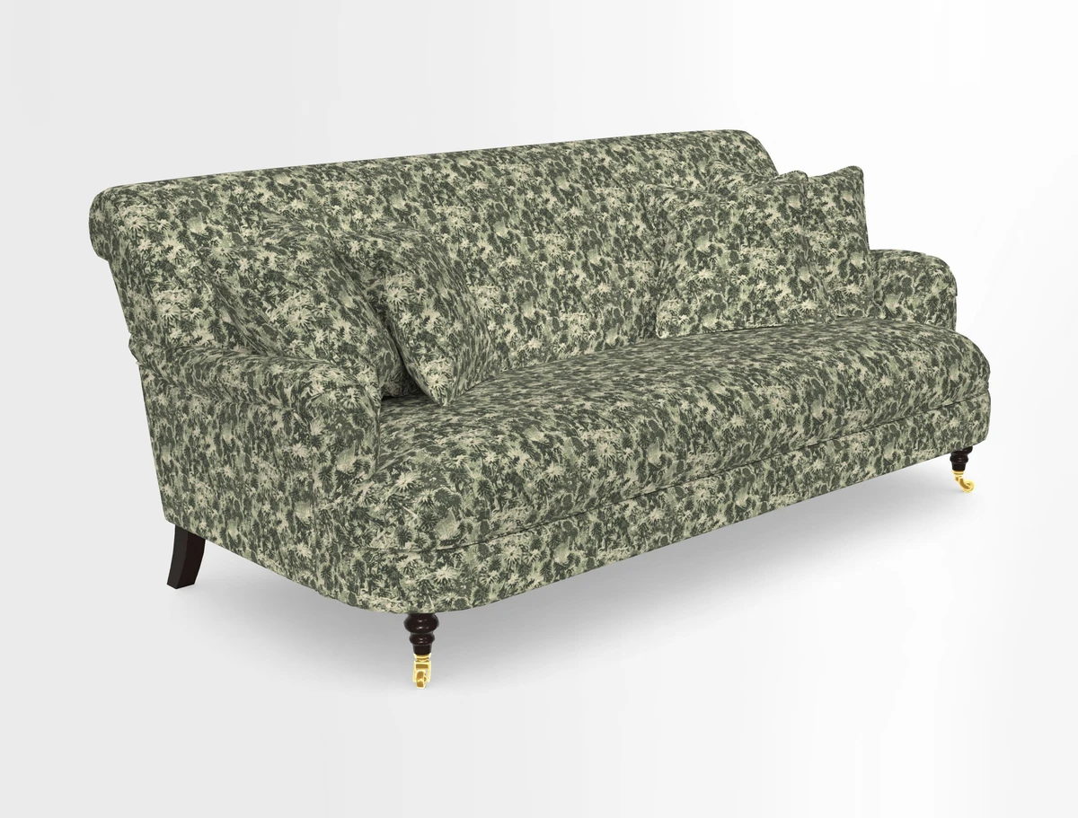 Holmfirth 3 Seater Seater Sofa in RHS Collection on Velvet Pieter van Kouwenhoorn Tulips with scatters in Almost Plain Velvet Maple and Brick