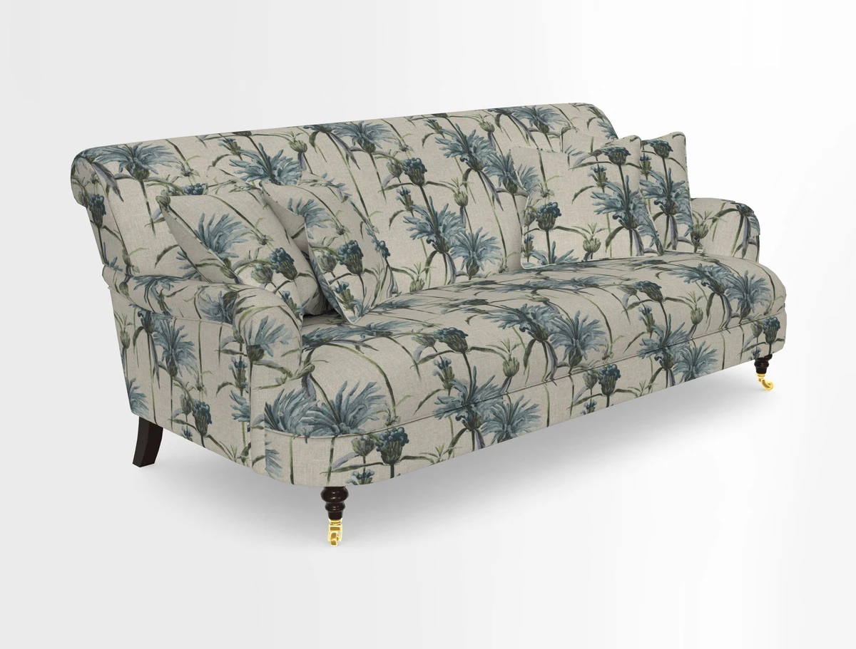 Holmfirth 3 Seater Seater Sofa in RHS Collection on Velvet Pieter van Kouwenhoorn Tulips with scatters in Almost Plain Velvet Maple and Brick