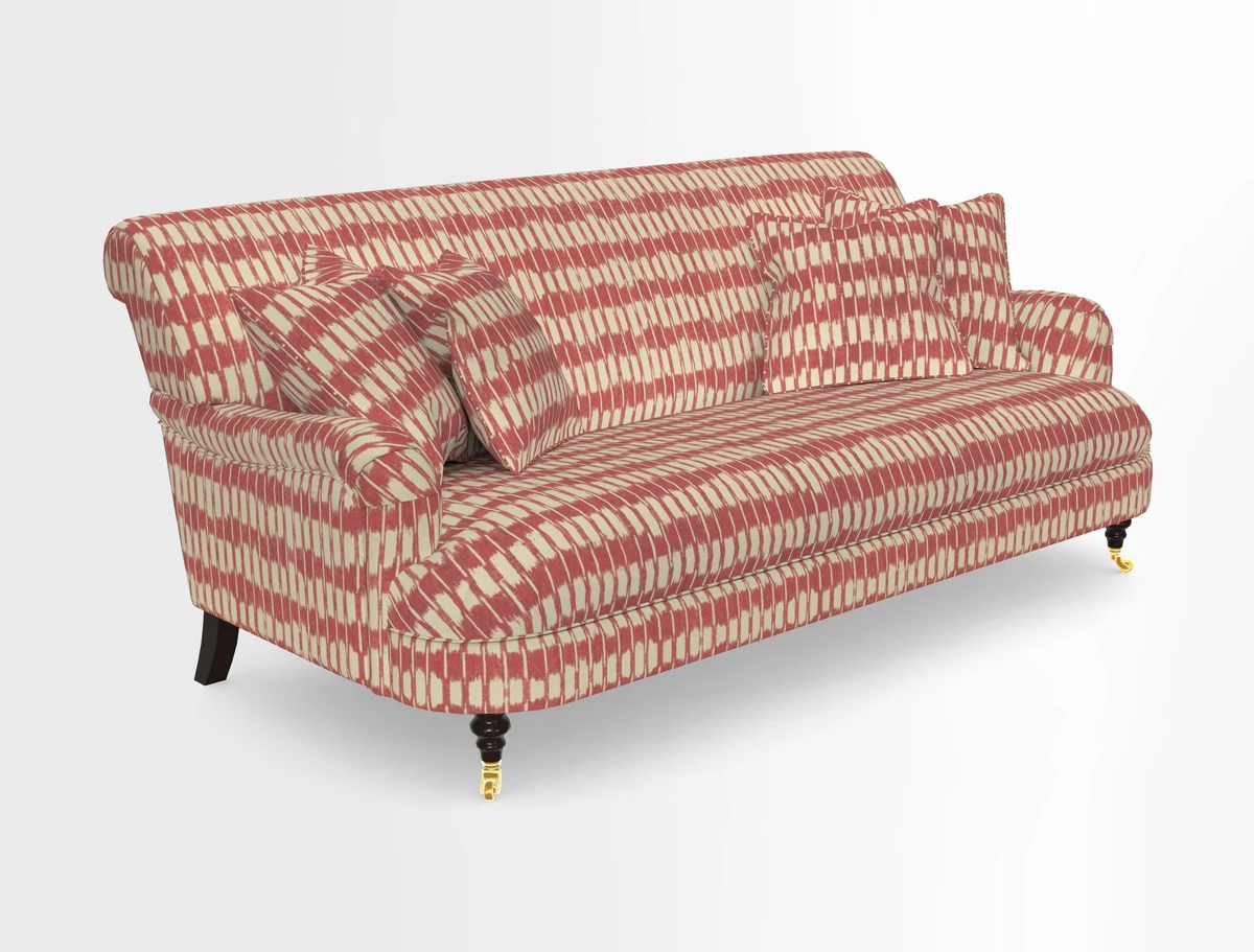 Holmfirth 3 Seater Seater Sofa in RHS Collection on Velvet Pieter van Kouwenhoorn Tulips with scatters in Almost Plain Velvet Maple and Brick