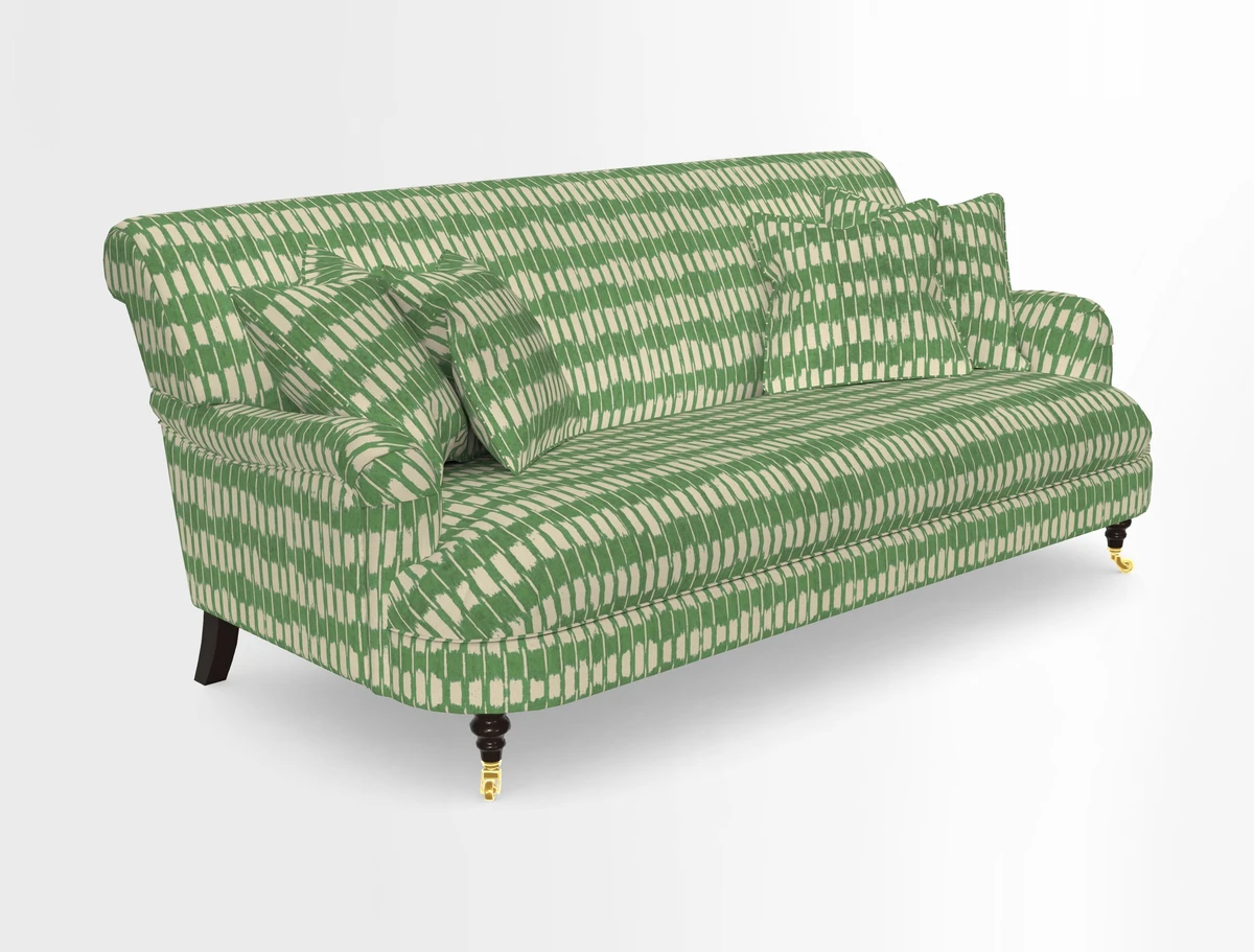 Holmfirth 3 Seater Seater Sofa in RHS Collection on Velvet Pieter van Kouwenhoorn Tulips with scatters in Almost Plain Velvet Maple and Brick