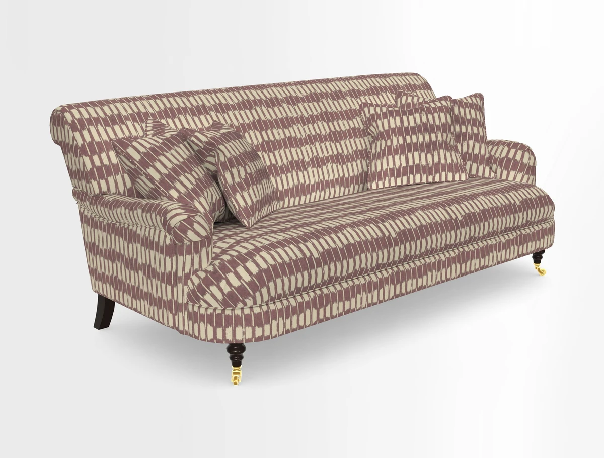 Holmfirth 3 Seater Seater Sofa in RHS Collection on Velvet Pieter van Kouwenhoorn Tulips with scatters in Almost Plain Velvet Maple and Brick