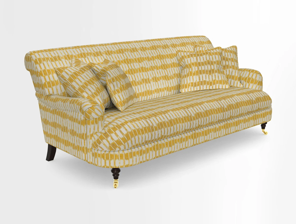 Holmfirth 3 Seater Seater Sofa in RHS Collection on Velvet Pieter van Kouwenhoorn Tulips with scatters in Almost Plain Velvet Maple and Brick