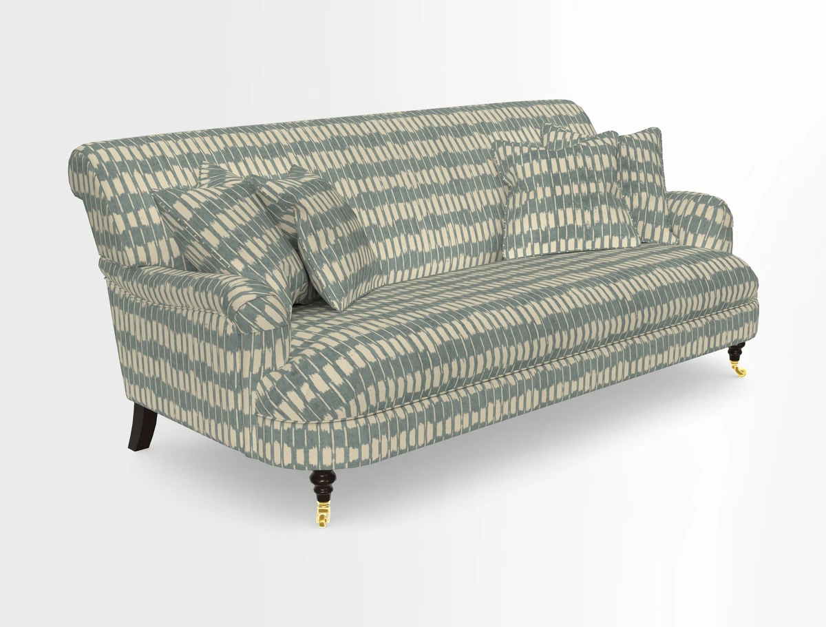 Holmfirth 3 Seater Seater Sofa in RHS Collection on Velvet Pieter van Kouwenhoorn Tulips with scatters in Almost Plain Velvet Maple and Brick