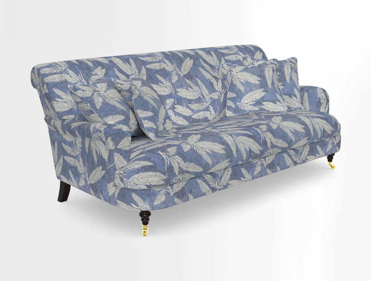 Holmfirth 3 Seater Seater Sofa in RHS Collection on Velvet Pieter van Kouwenhoorn Tulips with scatters in Almost Plain Velvet Maple and Brick