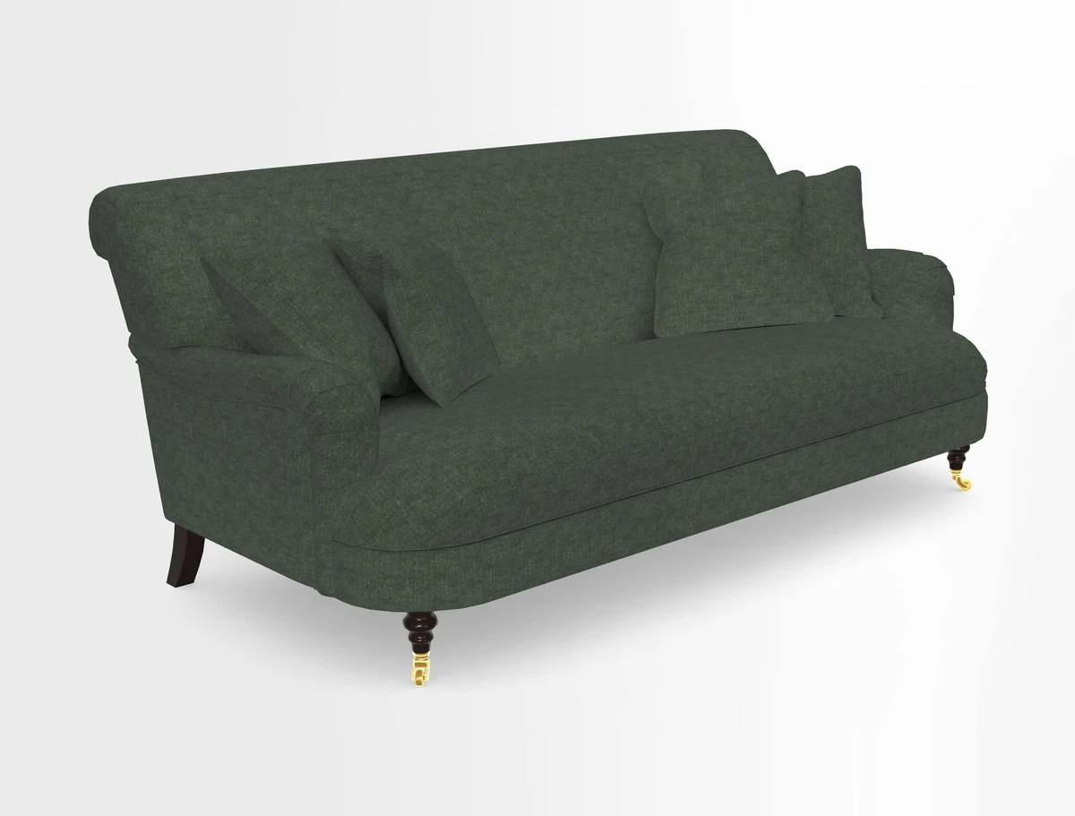 Holmfirth 3 Seater Seater Sofa in RHS Collection on Velvet Pieter van Kouwenhoorn Tulips with scatters in Almost Plain Velvet Maple and Brick