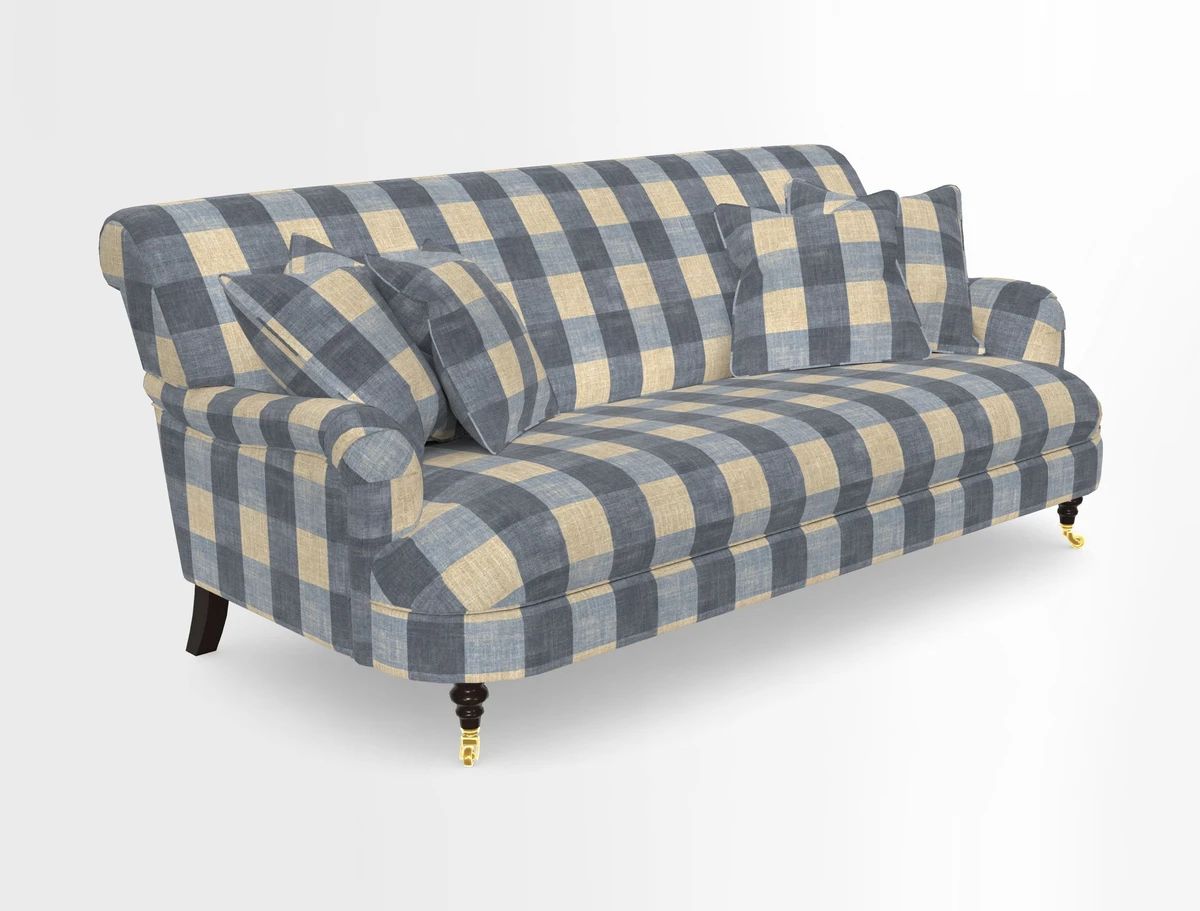 Holmfirth 3 Seater Seater Sofa in RHS Collection on Velvet Pieter van Kouwenhoorn Tulips with scatters in Almost Plain Velvet Maple and Brick
