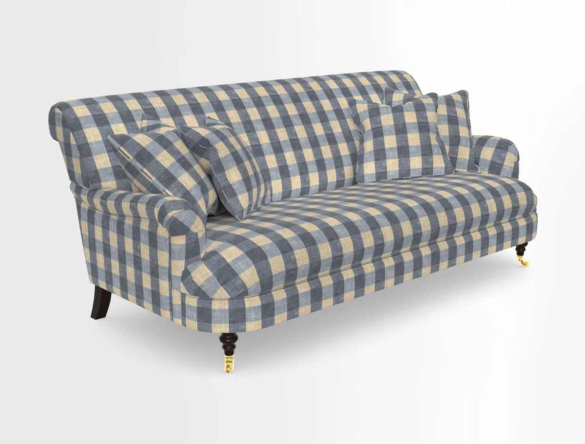 Holmfirth 3 Seater Seater Sofa in RHS Collection on Velvet Pieter van Kouwenhoorn Tulips with scatters in Almost Plain Velvet Maple and Brick