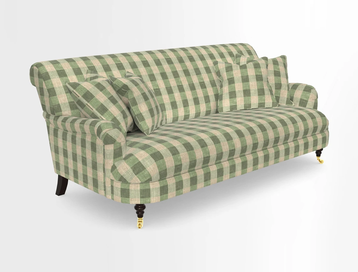 Holmfirth 3 Seater Seater Sofa in RHS Collection on Velvet Pieter van Kouwenhoorn Tulips with scatters in Almost Plain Velvet Maple and Brick