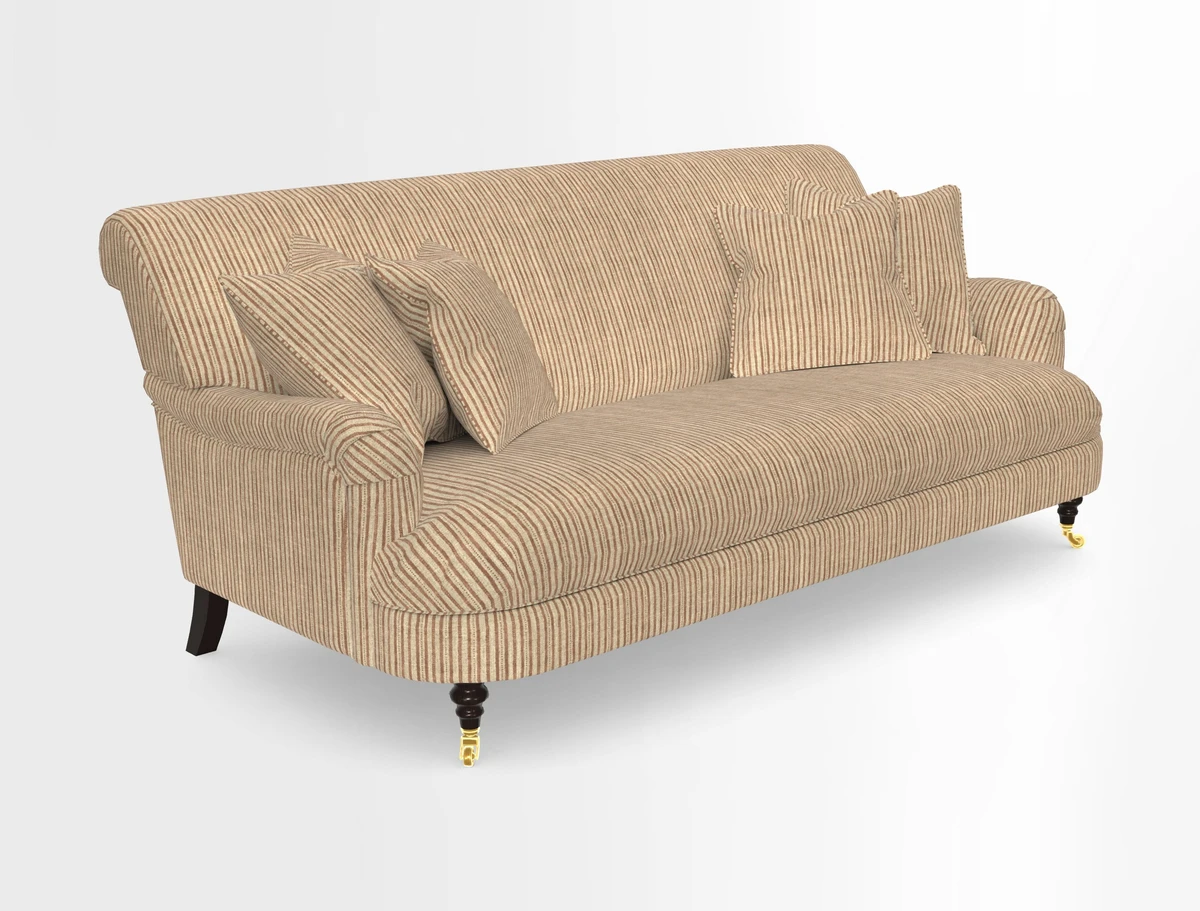 Holmfirth 3 Seater Seater Sofa in RHS Collection on Velvet Pieter van Kouwenhoorn Tulips with scatters in Almost Plain Velvet Maple and Brick