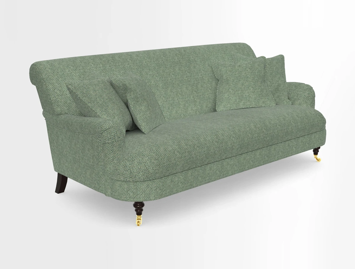 Holmfirth 3 Seater Seater Sofa in RHS Collection on Velvet Pieter van Kouwenhoorn Tulips with scatters in Almost Plain Velvet Maple and Brick