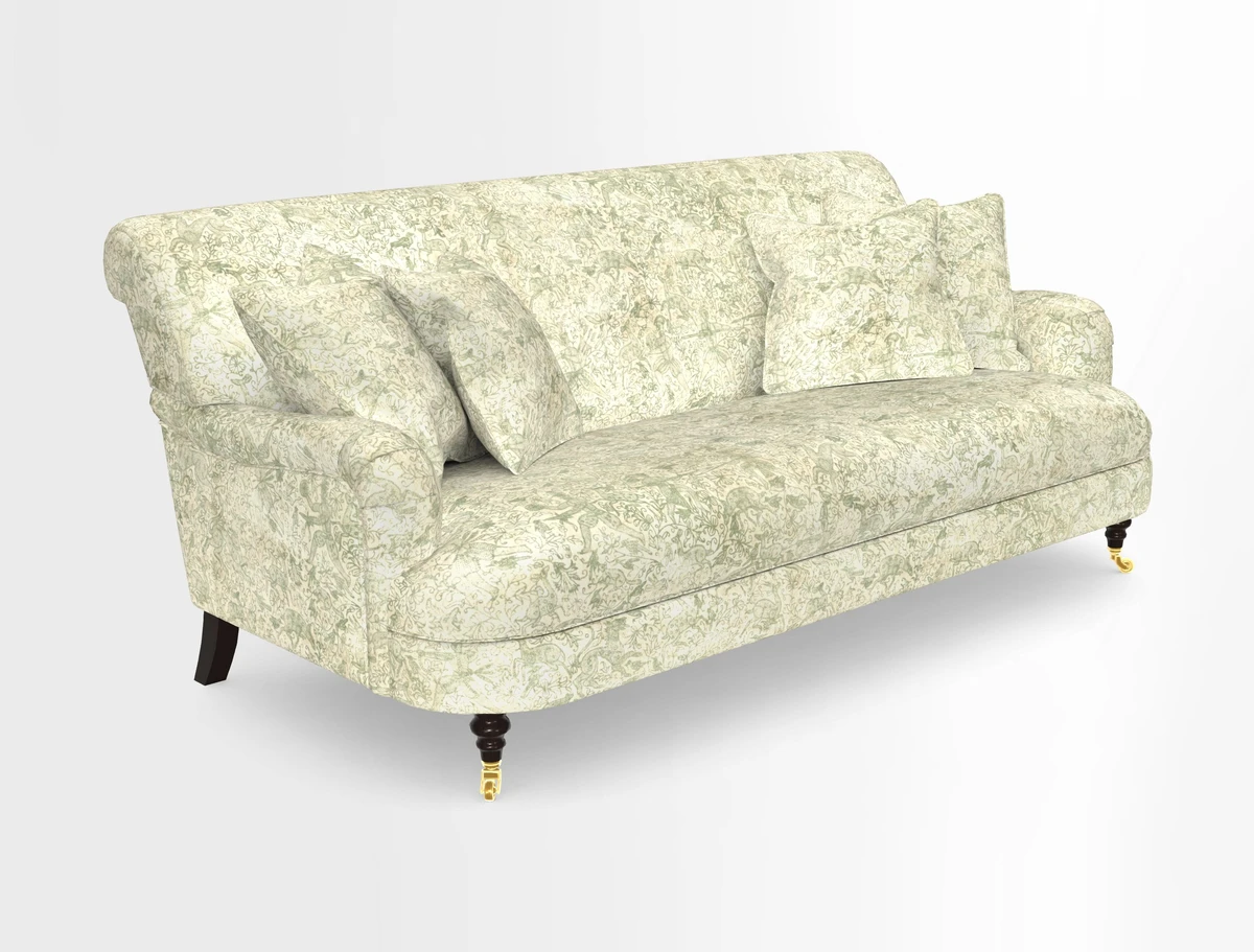 Holmfirth 3 Seater Seater Sofa in RHS Collection on Velvet Pieter van Kouwenhoorn Tulips with scatters in Almost Plain Velvet Maple and Brick