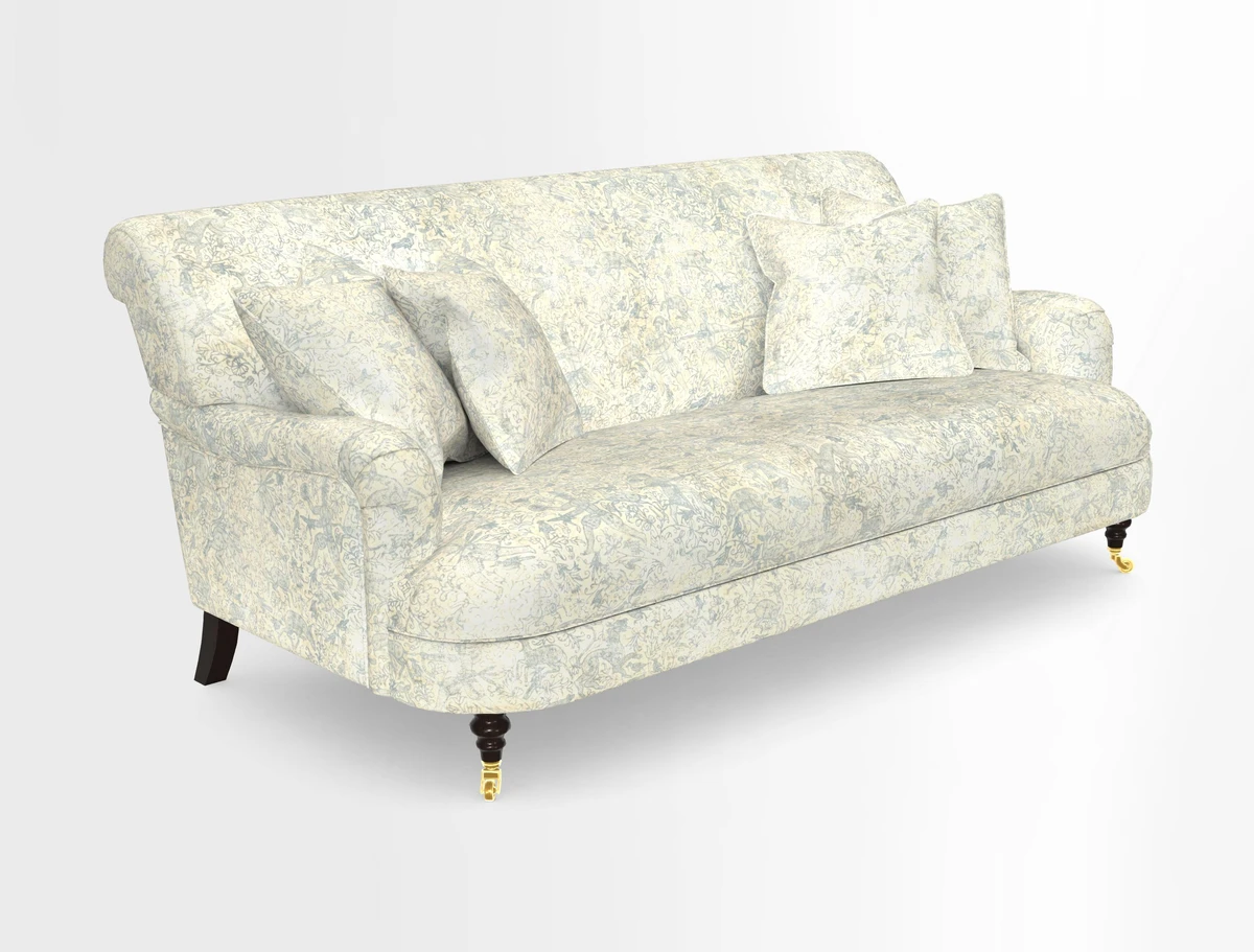 Holmfirth 3 Seater Seater Sofa in RHS Collection on Velvet Pieter van Kouwenhoorn Tulips with scatters in Almost Plain Velvet Maple and Brick