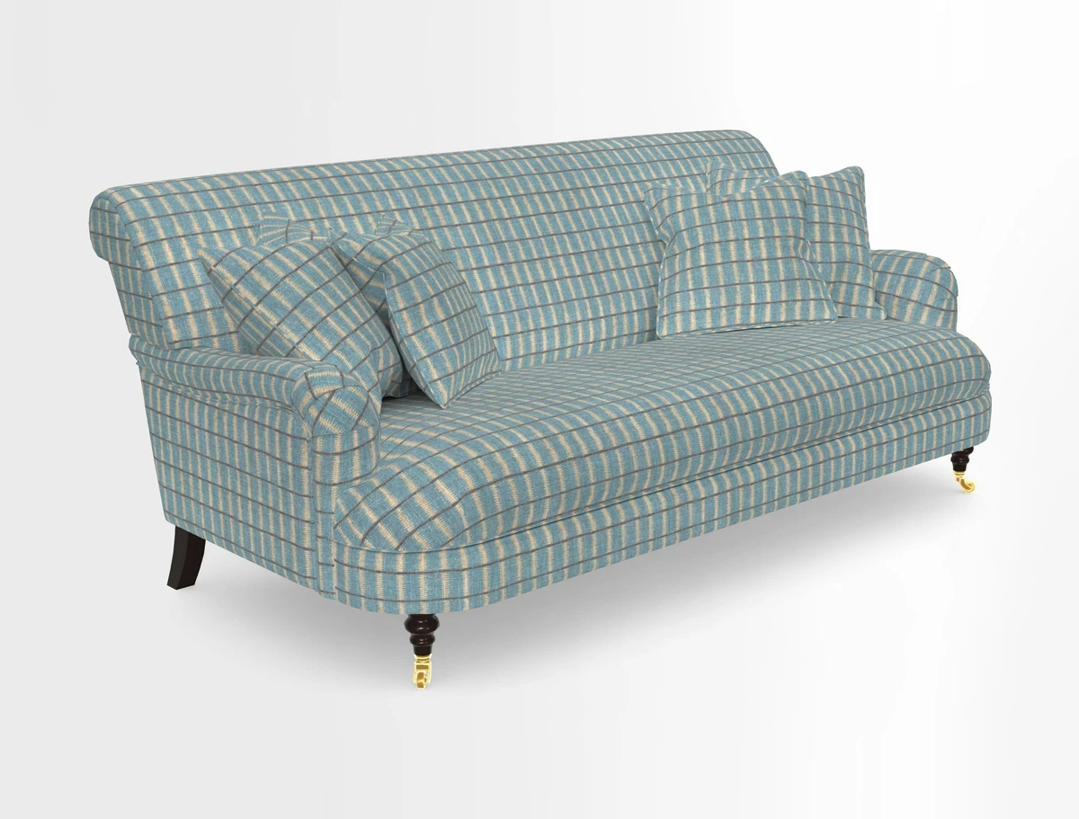 Holmfirth 3 Seater Seater Sofa in RHS Collection on Velvet Pieter van Kouwenhoorn Tulips with scatters in Almost Plain Velvet Maple and Brick