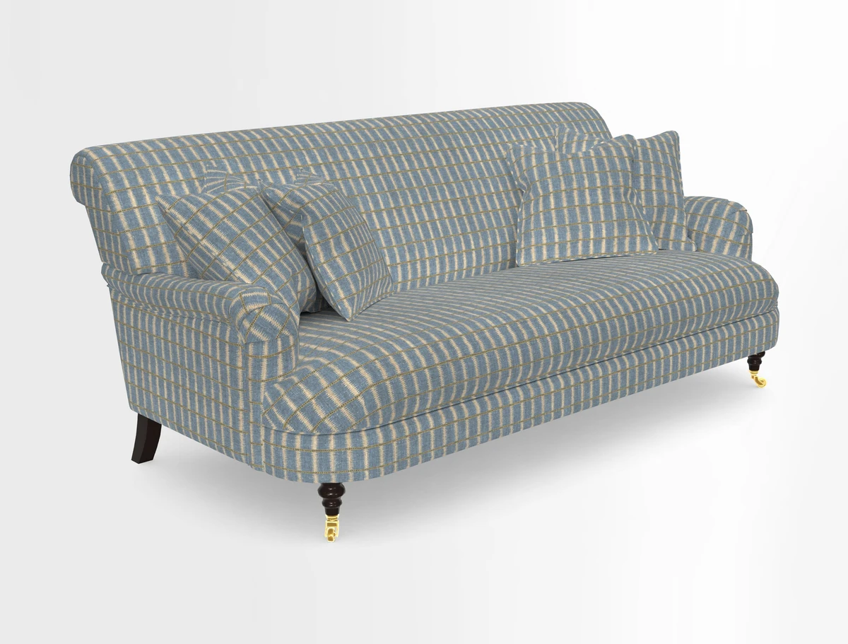 Holmfirth 3 Seater Seater Sofa in RHS Collection on Velvet Pieter van Kouwenhoorn Tulips with scatters in Almost Plain Velvet Maple and Brick