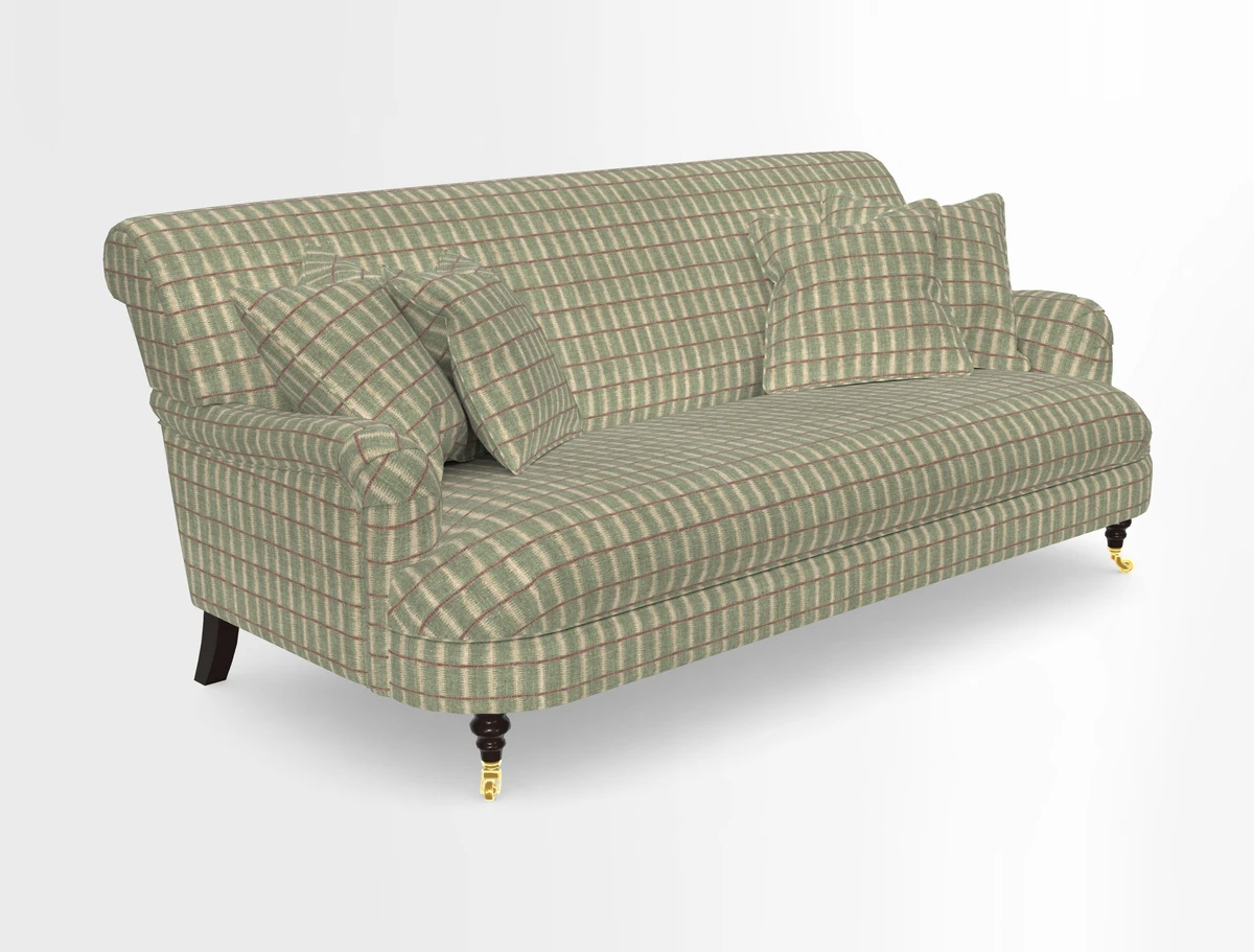 Holmfirth 3 Seater Seater Sofa in RHS Collection on Velvet Pieter van Kouwenhoorn Tulips with scatters in Almost Plain Velvet Maple and Brick