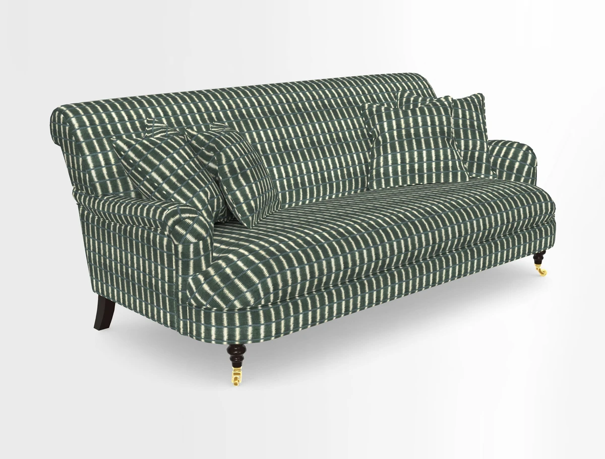 Holmfirth 3 Seater Seater Sofa in RHS Collection on Velvet Pieter van Kouwenhoorn Tulips with scatters in Almost Plain Velvet Maple and Brick
