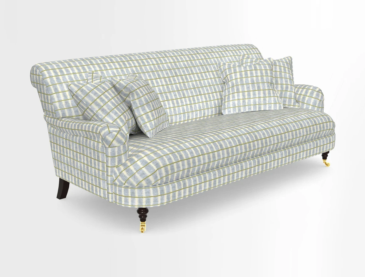 Holmfirth 3 Seater Seater Sofa in RHS Collection on Velvet Pieter van Kouwenhoorn Tulips with scatters in Almost Plain Velvet Maple and Brick