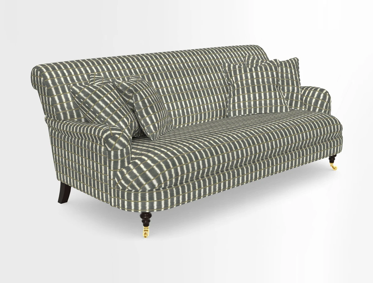 Holmfirth 3 Seater Seater Sofa in RHS Collection on Velvet Pieter van Kouwenhoorn Tulips with scatters in Almost Plain Velvet Maple and Brick