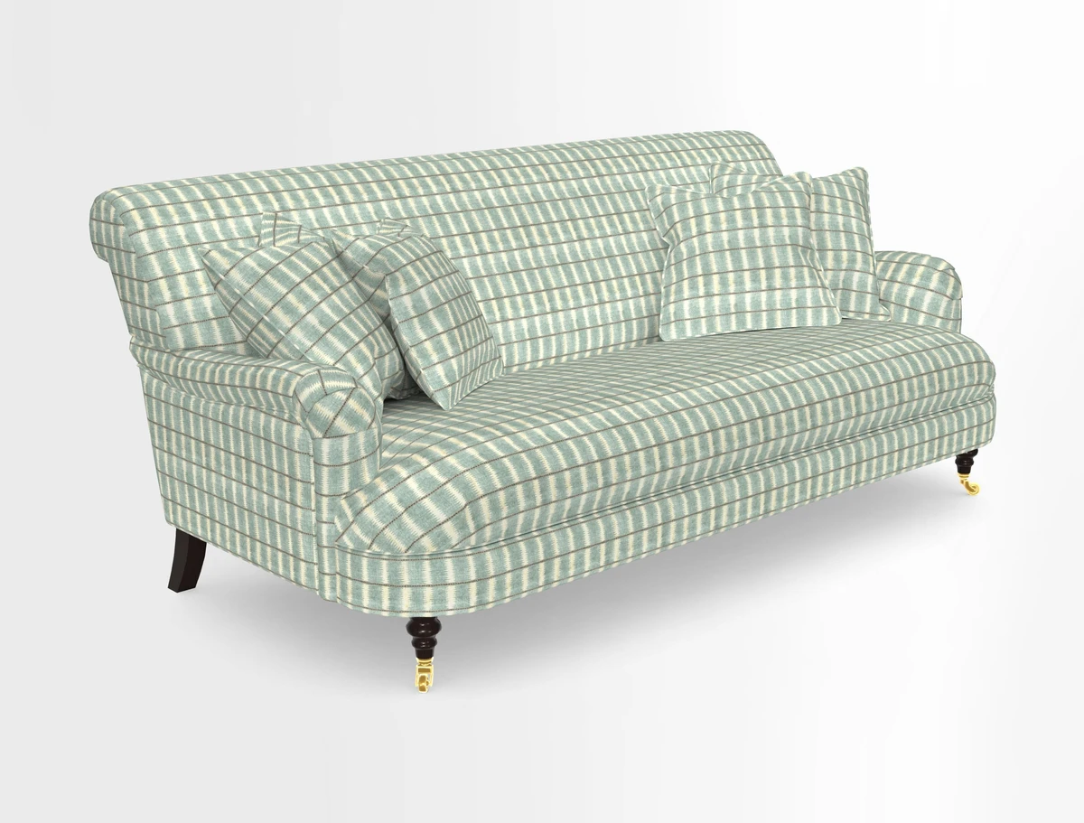 Holmfirth 3 Seater Seater Sofa in RHS Collection on Velvet Pieter van Kouwenhoorn Tulips with scatters in Almost Plain Velvet Maple and Brick