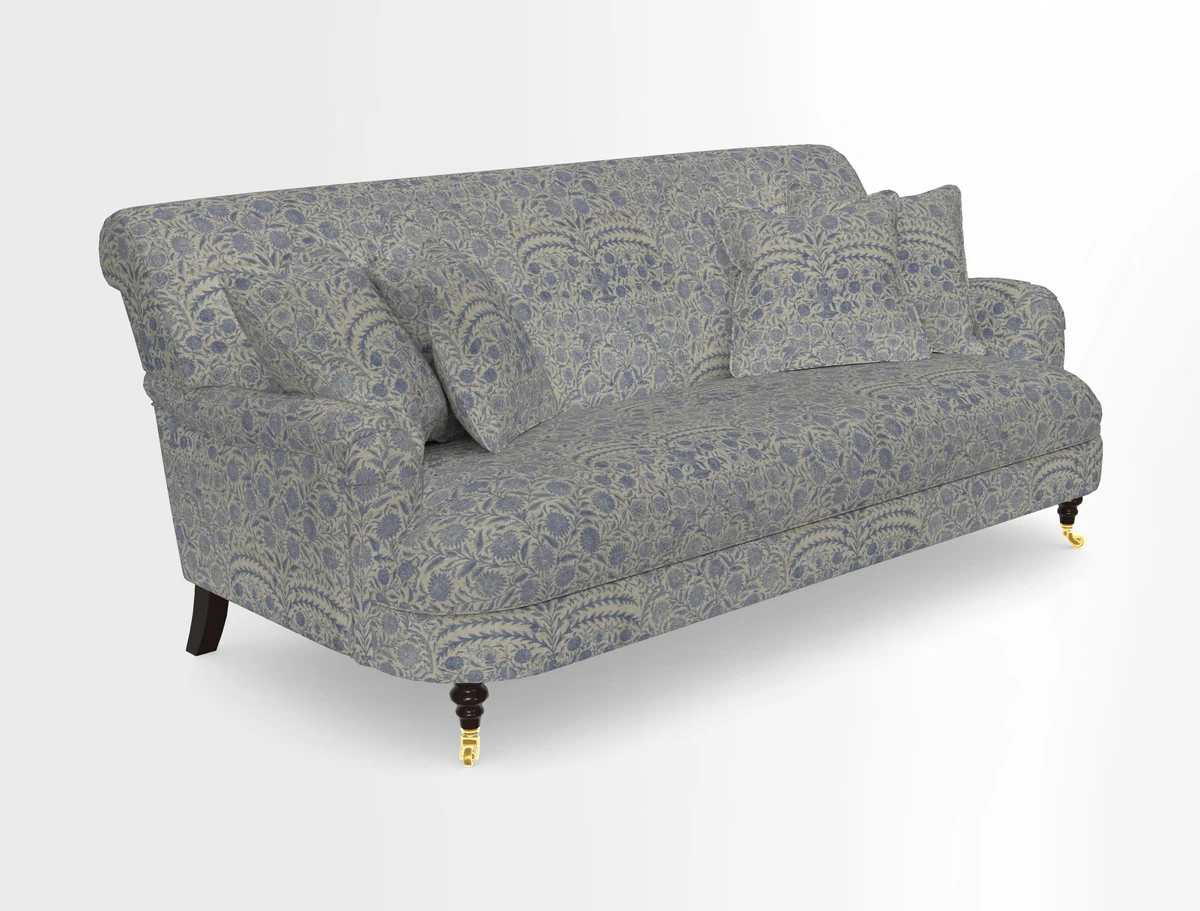 Holmfirth 3 Seater Seater Sofa in RHS Collection on Velvet Pieter van Kouwenhoorn Tulips with scatters in Almost Plain Velvet Maple and Brick