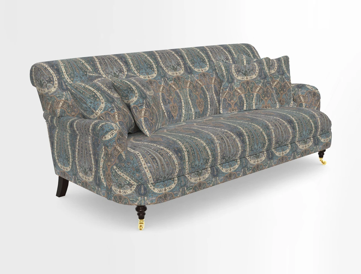 Holmfirth 3 Seater Seater Sofa in RHS Collection on Velvet Pieter van Kouwenhoorn Tulips with scatters in Almost Plain Velvet Maple and Brick