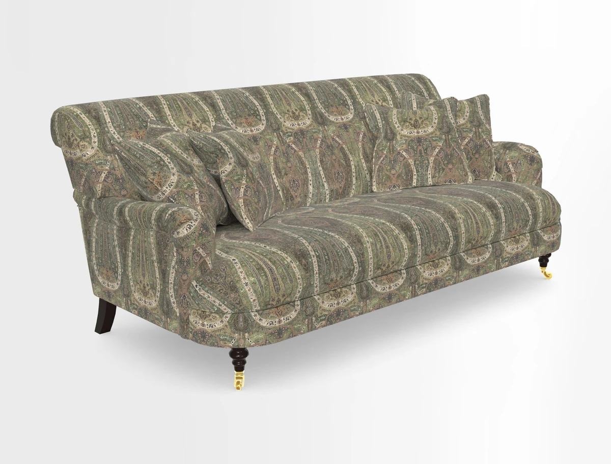 Holmfirth 3 Seater Seater Sofa in RHS Collection on Velvet Pieter van Kouwenhoorn Tulips with scatters in Almost Plain Velvet Maple and Brick
