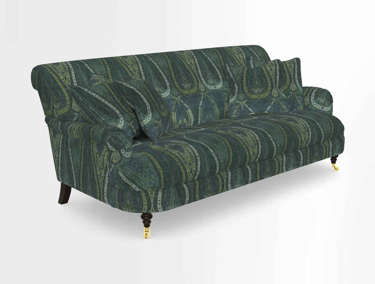 Holmfirth 3 Seater Seater Sofa in RHS Collection on Velvet Pieter van Kouwenhoorn Tulips with scatters in Almost Plain Velvet Maple and Brick