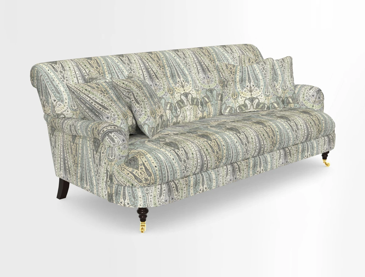 Holmfirth 3 Seater Seater Sofa in RHS Collection on Velvet Pieter van Kouwenhoorn Tulips with scatters in Almost Plain Velvet Maple and Brick
