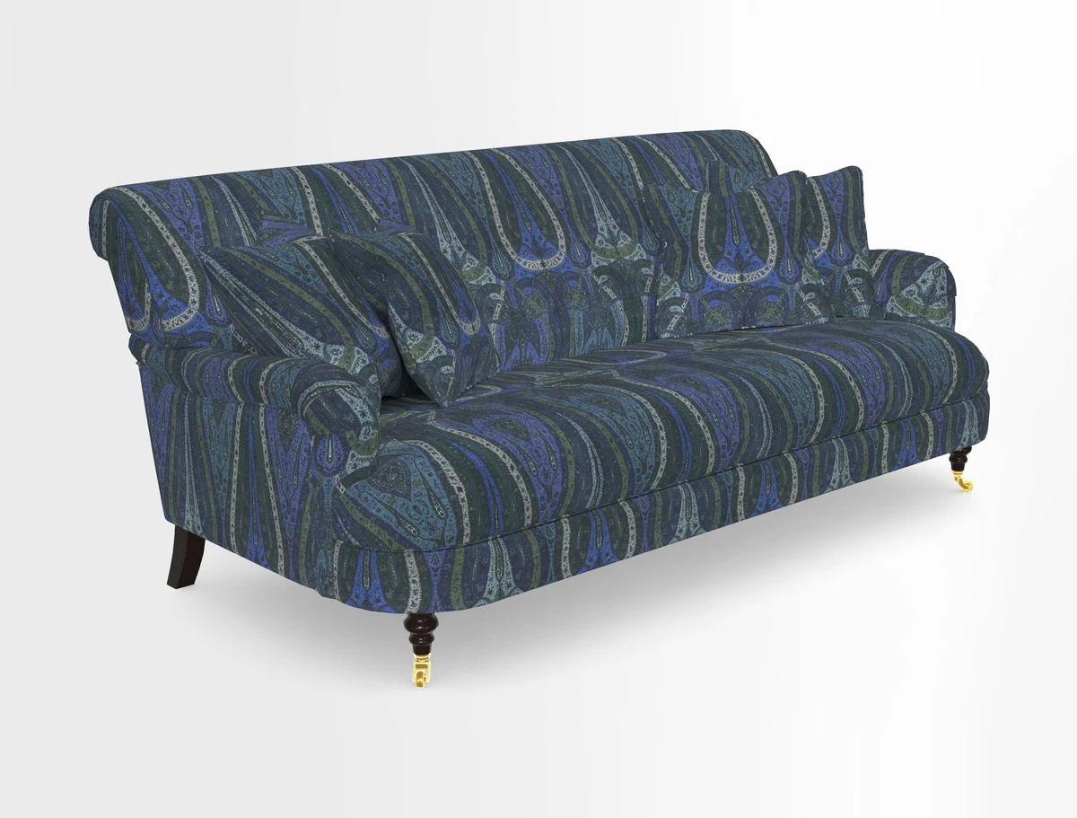Holmfirth 3 Seater Seater Sofa in RHS Collection on Velvet Pieter van Kouwenhoorn Tulips with scatters in Almost Plain Velvet Maple and Brick