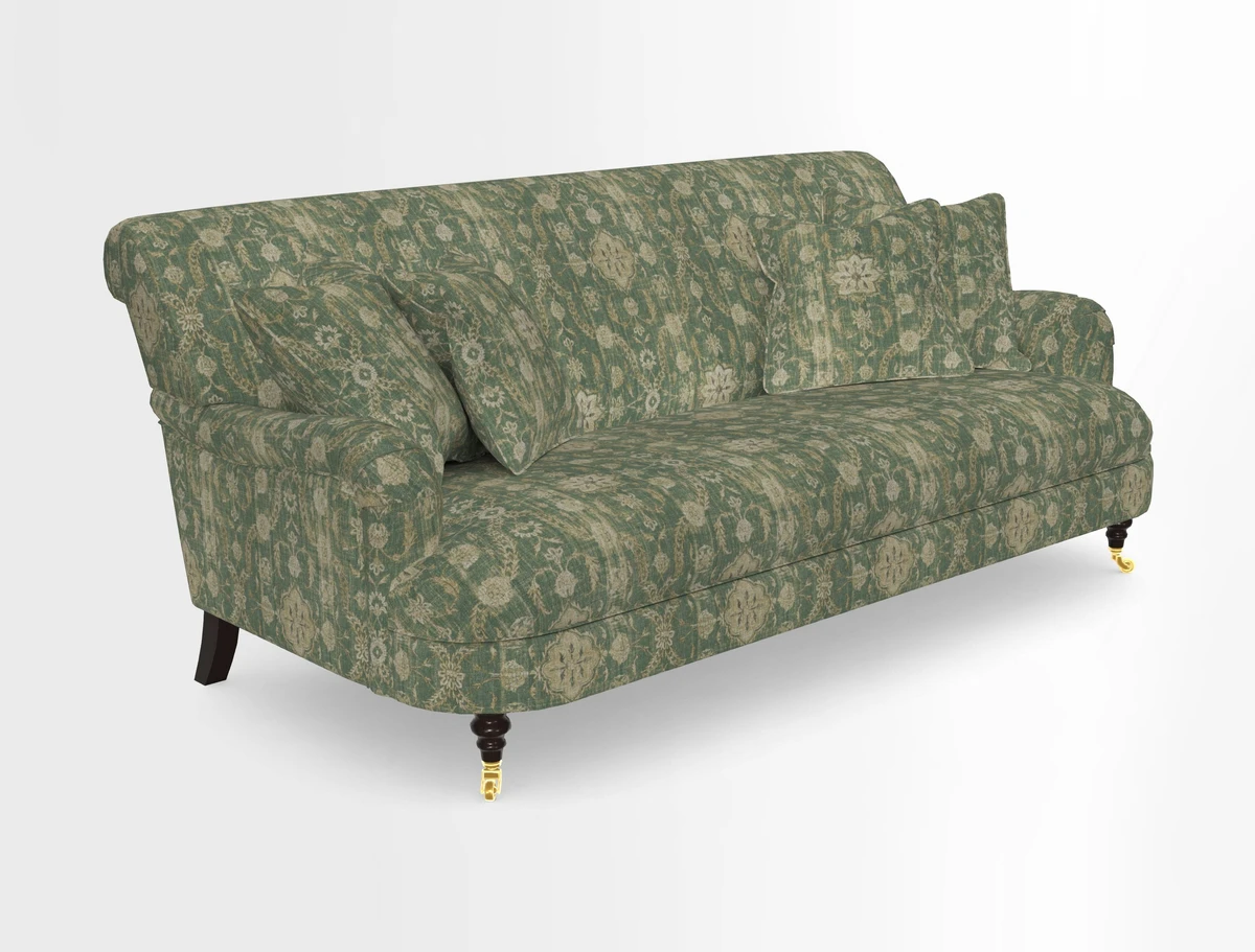 Holmfirth 3 Seater Seater Sofa in RHS Collection on Velvet Pieter van Kouwenhoorn Tulips with scatters in Almost Plain Velvet Maple and Brick