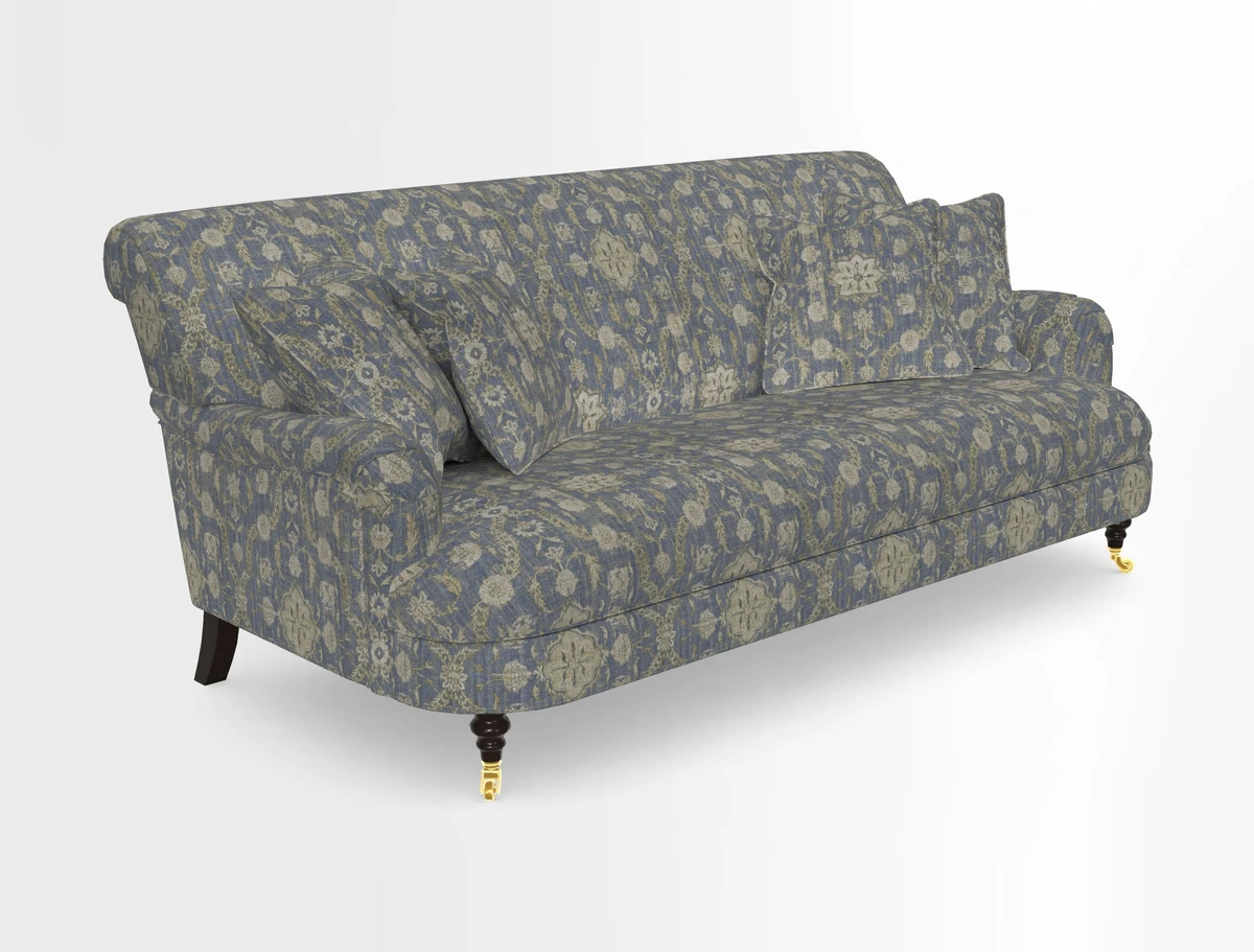 Holmfirth 3 Seater Seater Sofa in RHS Collection on Velvet Pieter van Kouwenhoorn Tulips with scatters in Almost Plain Velvet Maple and Brick