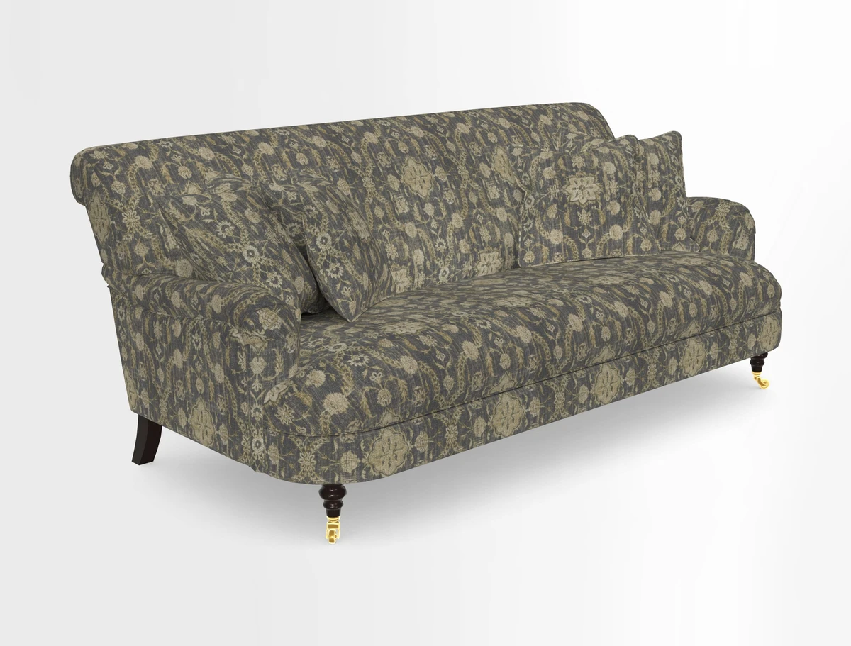 Holmfirth 3 Seater Seater Sofa in RHS Collection on Velvet Pieter van Kouwenhoorn Tulips with scatters in Almost Plain Velvet Maple and Brick