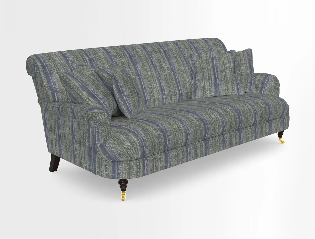 Holmfirth 3 Seater Seater Sofa in RHS Collection on Velvet Pieter van Kouwenhoorn Tulips with scatters in Almost Plain Velvet Maple and Brick