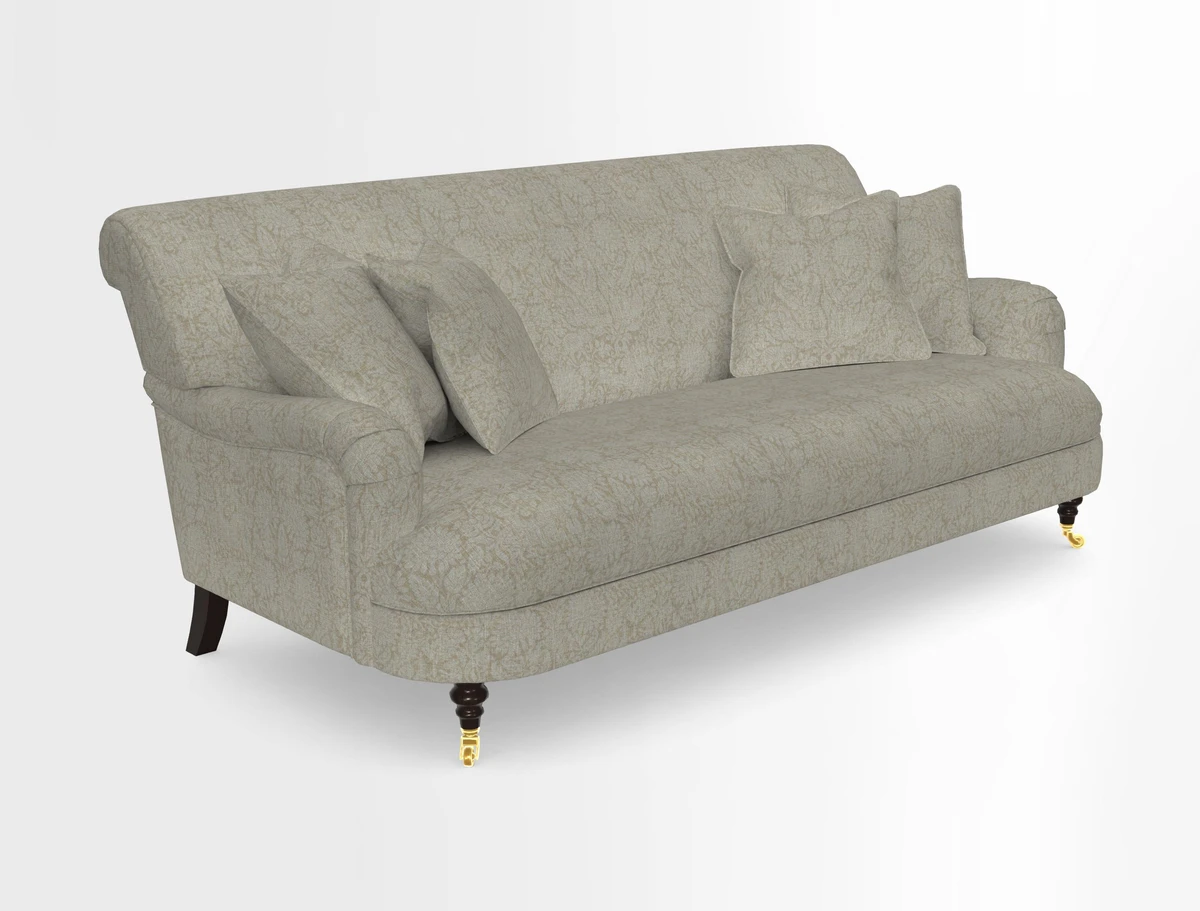 Holmfirth 3 Seater Seater Sofa in RHS Collection on Velvet Pieter van Kouwenhoorn Tulips with scatters in Almost Plain Velvet Maple and Brick