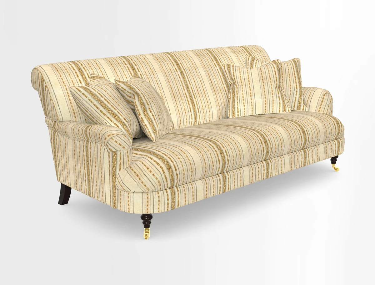 Holmfirth 3 Seater Seater Sofa in RHS Collection on Velvet Pieter van Kouwenhoorn Tulips with scatters in Almost Plain Velvet Maple and Brick