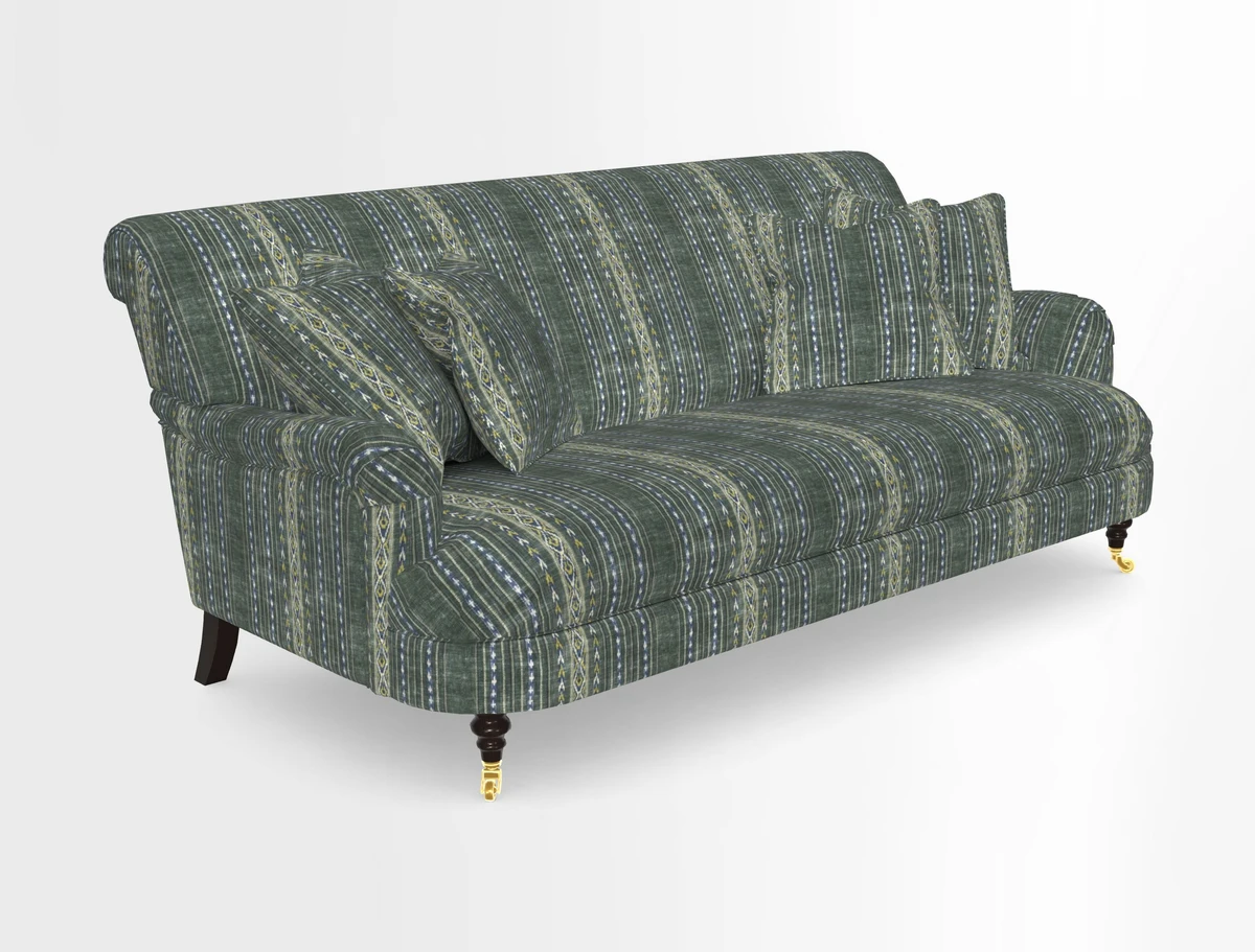 Holmfirth 3 Seater Seater Sofa in RHS Collection on Velvet Pieter van Kouwenhoorn Tulips with scatters in Almost Plain Velvet Maple and Brick