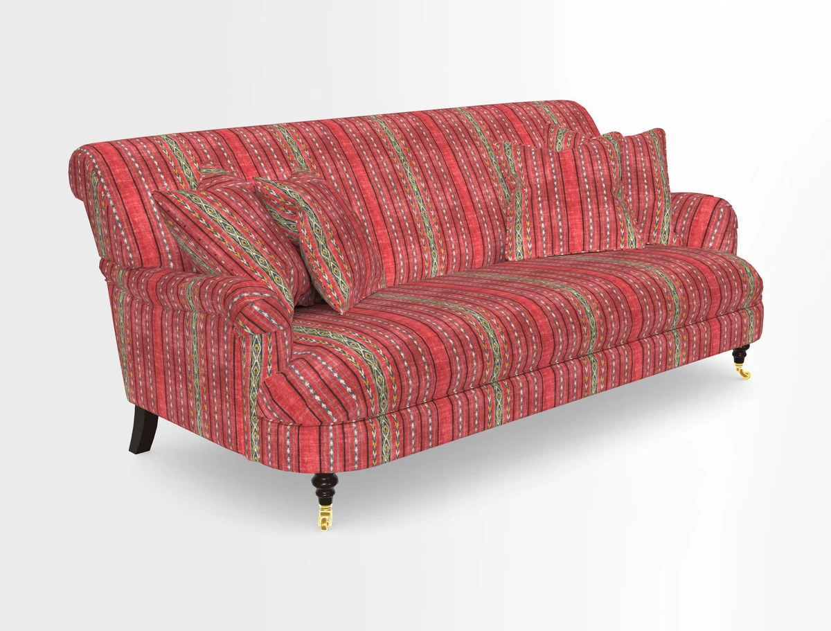 Holmfirth 3 Seater Seater Sofa in RHS Collection on Velvet Pieter van Kouwenhoorn Tulips with scatters in Almost Plain Velvet Maple and Brick