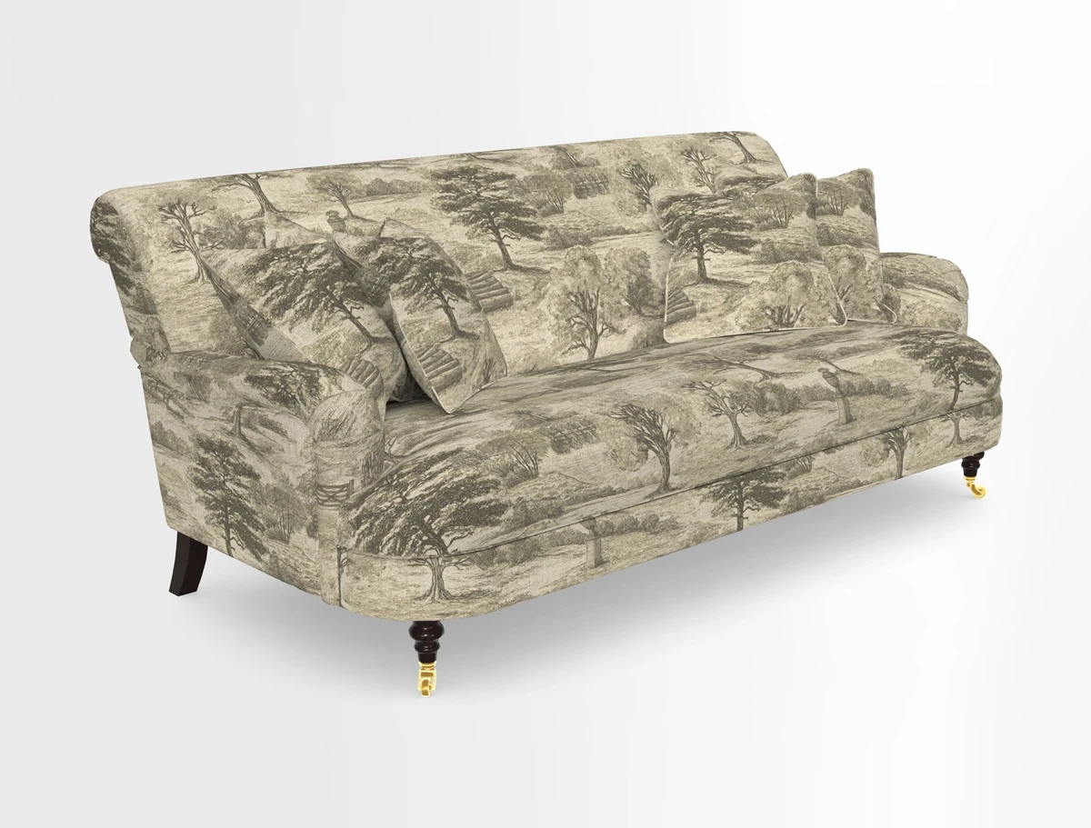 Holmfirth 3 Seater Seater Sofa in RHS Collection on Velvet Pieter van Kouwenhoorn Tulips with scatters in Almost Plain Velvet Maple and Brick