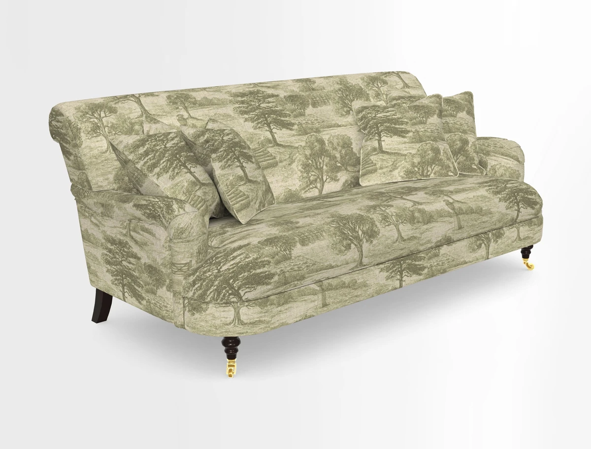 Holmfirth 3 Seater Seater Sofa in RHS Collection on Velvet Pieter van Kouwenhoorn Tulips with scatters in Almost Plain Velvet Maple and Brick