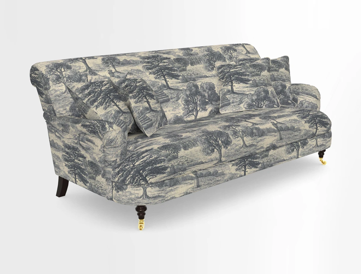 Holmfirth 3 Seater Seater Sofa in RHS Collection on Velvet Pieter van Kouwenhoorn Tulips with scatters in Almost Plain Velvet Maple and Brick