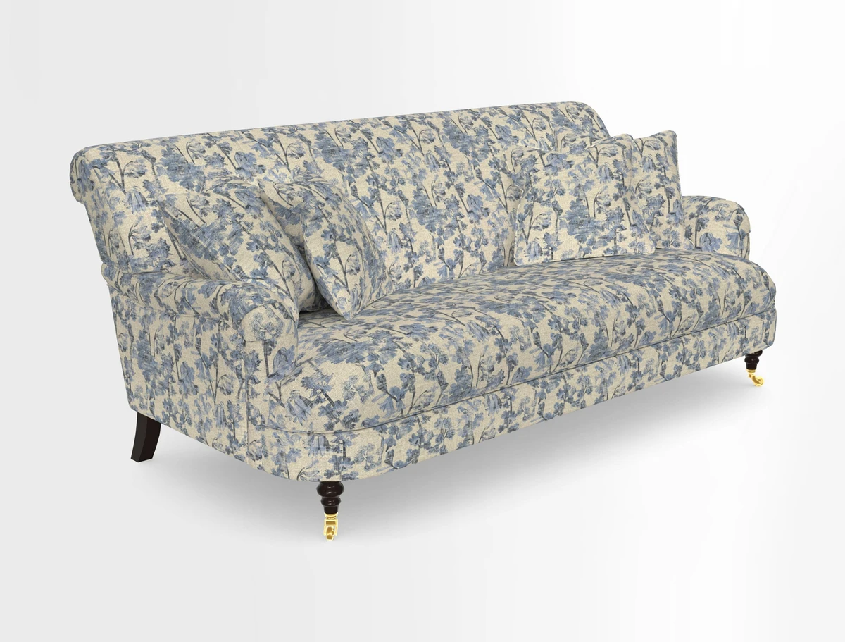 Holmfirth 3 Seater Seater Sofa in RHS Collection on Velvet Pieter van Kouwenhoorn Tulips with scatters in Almost Plain Velvet Maple and Brick