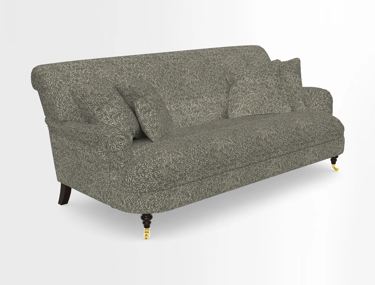 Holmfirth 3 Seater Seater Sofa in RHS Collection on Velvet Pieter van Kouwenhoorn Tulips with scatters in Almost Plain Velvet Maple and Brick