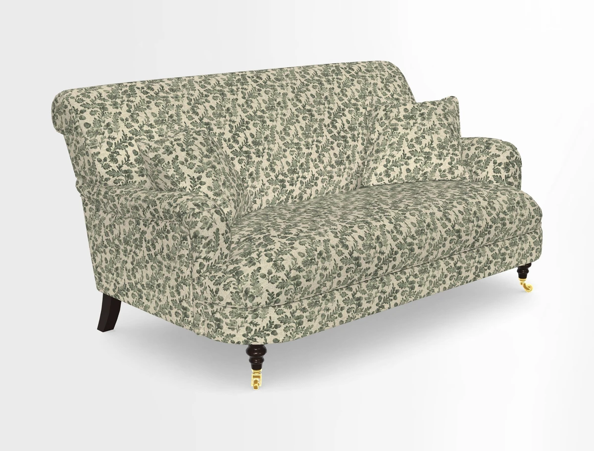 Holmfirth 3 Seater Seater Sofa in RHS Collection on Velvet Pieter van Kouwenhoorn Tulips with scatters in Almost Plain Velvet Maple and Brick