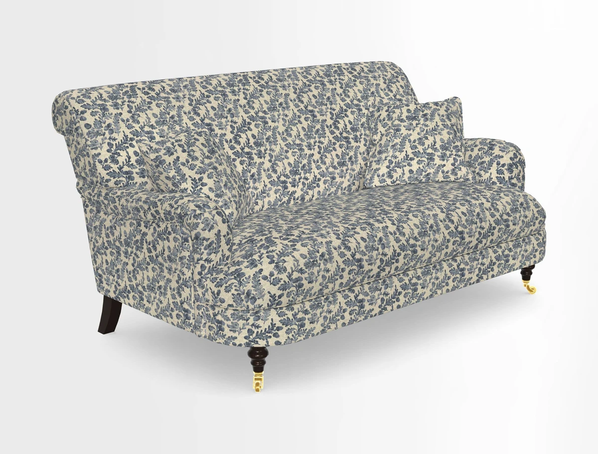 Holmfirth 3 Seater Seater Sofa in RHS Collection on Velvet Pieter van Kouwenhoorn Tulips with scatters in Almost Plain Velvet Maple and Brick