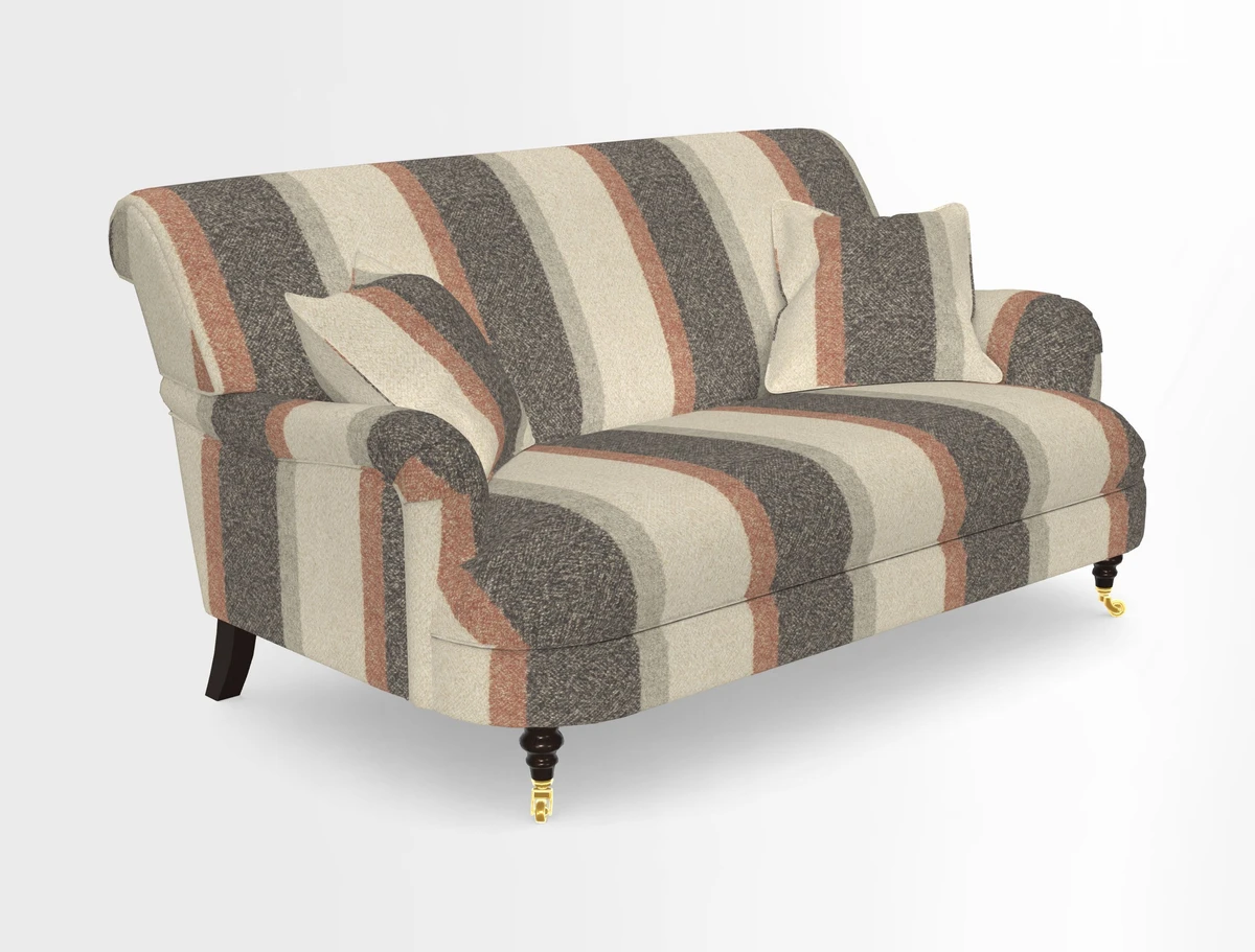 Holmfirth 3 Seater Seater Sofa in RHS Collection on Velvet Pieter van Kouwenhoorn Tulips with scatters in Almost Plain Velvet Maple and Brick