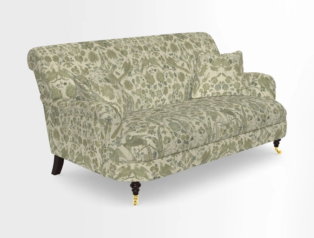 Holmfirth 3 Seater Seater Sofa in RHS Collection on Velvet Pieter van Kouwenhoorn Tulips with scatters in Almost Plain Velvet Maple and Brick