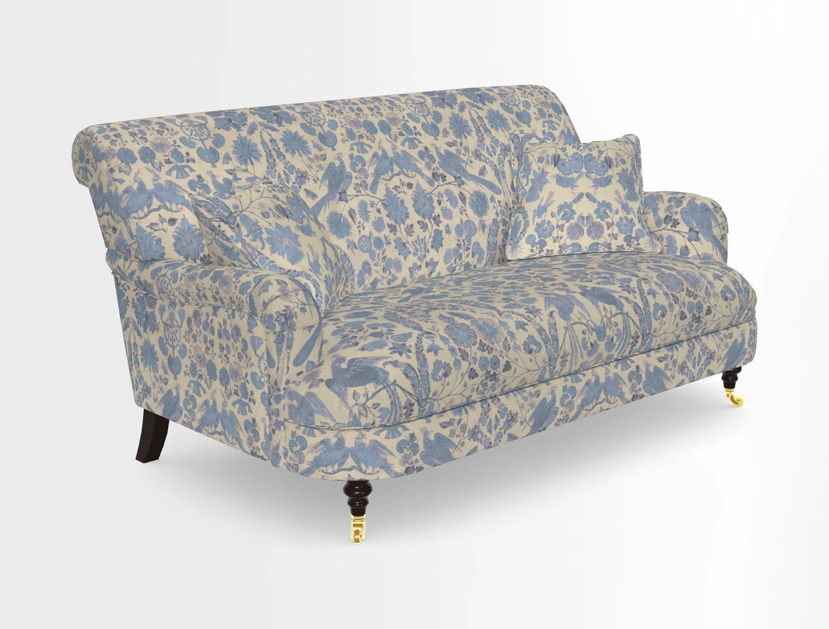 Holmfirth 3 Seater Seater Sofa in RHS Collection on Velvet Pieter van Kouwenhoorn Tulips with scatters in Almost Plain Velvet Maple and Brick