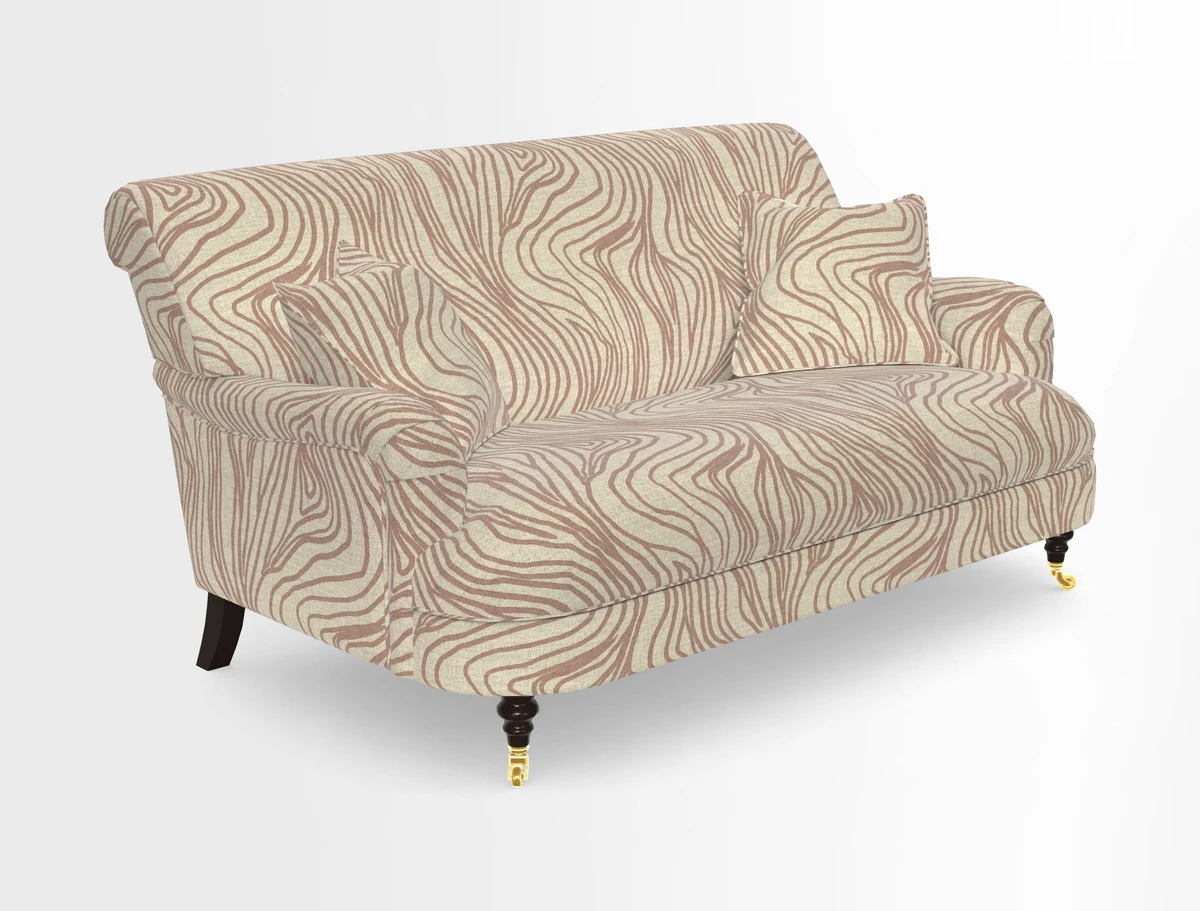 Holmfirth 3 Seater Seater Sofa in RHS Collection on Velvet Pieter van Kouwenhoorn Tulips with scatters in Almost Plain Velvet Maple and Brick