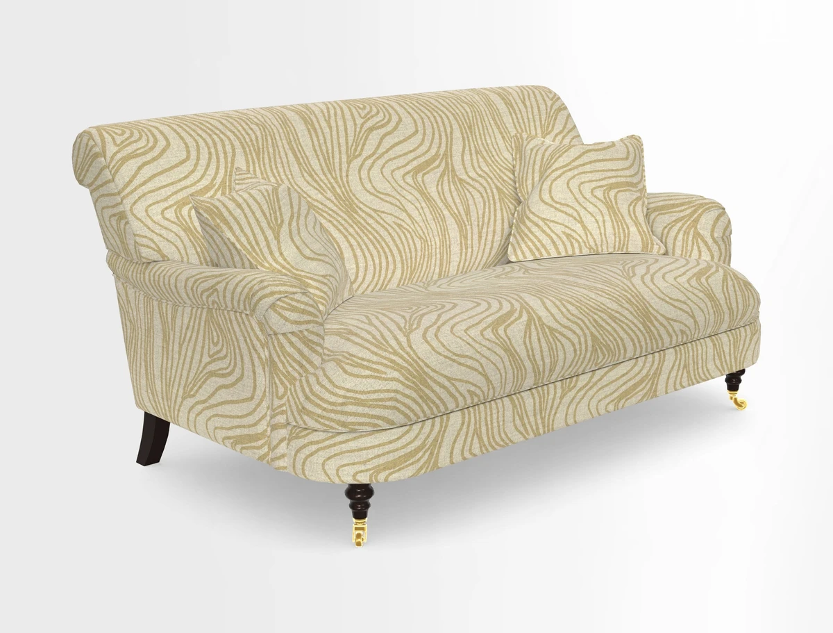 Holmfirth 3 Seater Seater Sofa in RHS Collection on Velvet Pieter van Kouwenhoorn Tulips with scatters in Almost Plain Velvet Maple and Brick